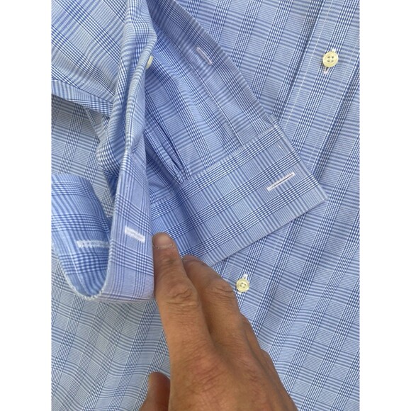 Brooks Brothers Supima Cotton French Cuff Dress Shirt Blue Micro Check 16.5-34 - Picture 3 of 13